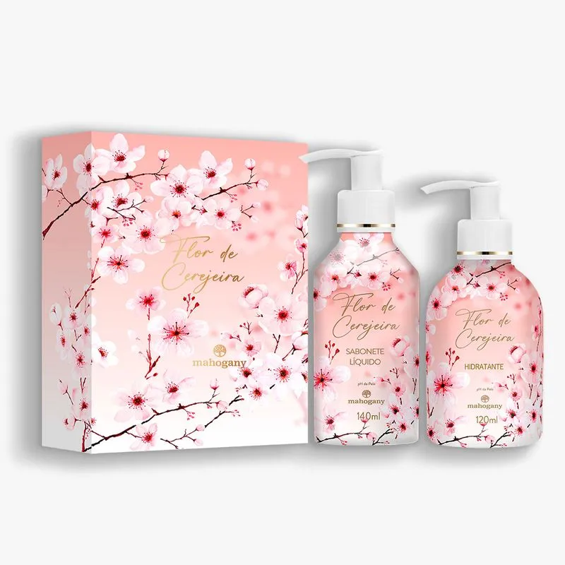 KIT FLOR DE CEREJEIRA COM SABONETE LÍQUIDO 140 ML E HIDRATANTE 120 ML