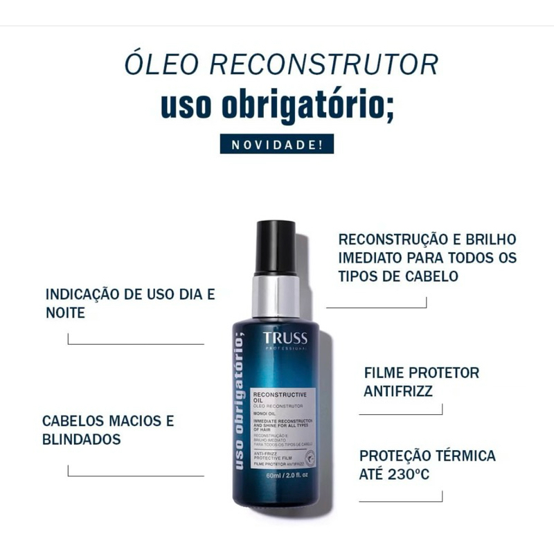 ÓLEO RECONSTRUTOR USO OBRIGATÓRIO; 60ML - TRUSS - Imagem 3